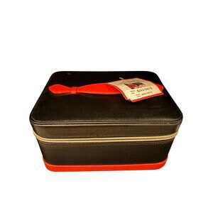 Shiseido Black Faux Leather Cosmetic Case Carrier with Mirror with Black / Red